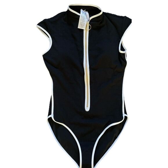 New $220 Seafolly Cap Sleeve Colorblock Zip-Up One-Piece Swimsuit  6 US 10 UK - Picture 4 of 6